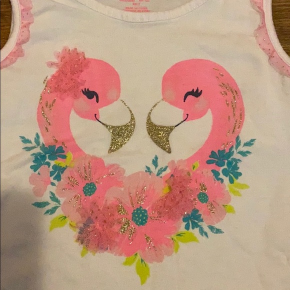 White cami with flamingo print at front - Picture 5 of 5